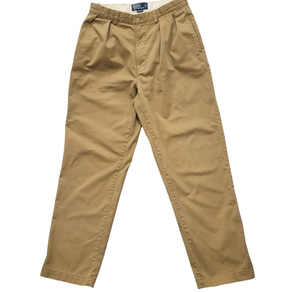Polo Ralph Lauren Other - Polo Ralph Lauren FLAW Andrew Pant Mens Khaki Tan Double Pleated Chino Trousers